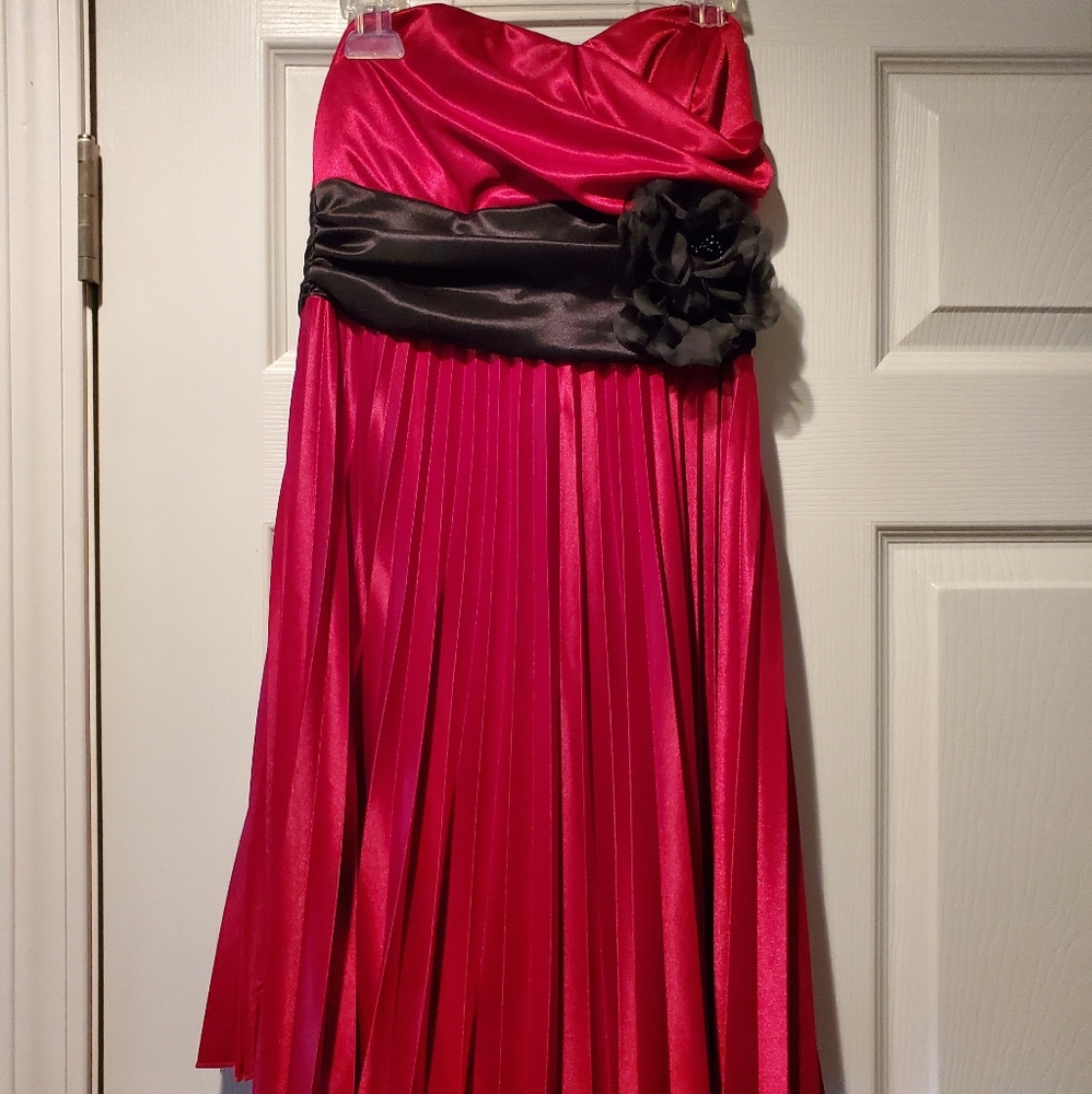 Red dress with black belt